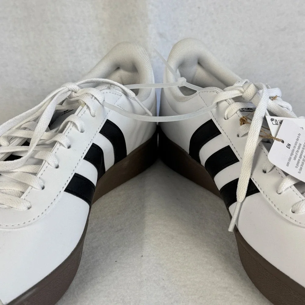New‎ Adidas Mens Size 10.5 VL Court Base White Black Gum Sole Sneakers